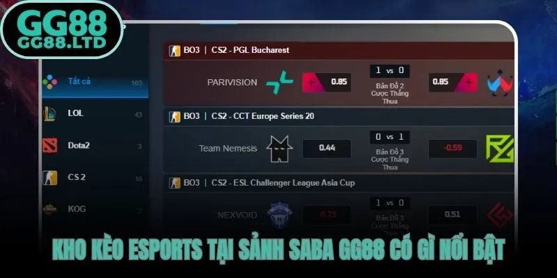 Kho kèo đa dạng từ DOTA 2 đến Valorant với odds cạnh tranh